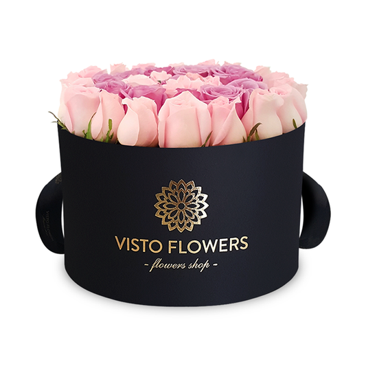 Caja de Rosas Rosa y Lilas NR